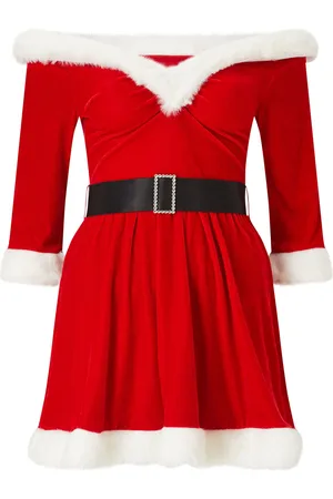 Ann Summers Rode kerst-bardotjurk van fluweel met KerstmanprintM