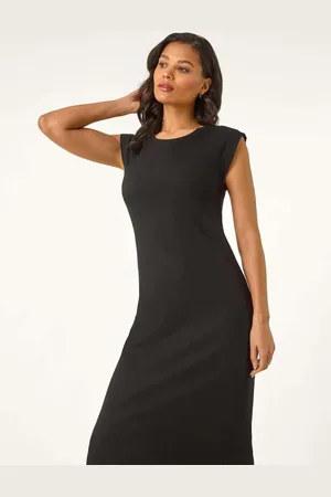 Roman Ribbed Cap Sleeve Midi Dress46