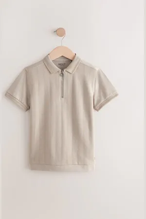 Next Poloshirt met korte mouwen, korte rits en textuur (3