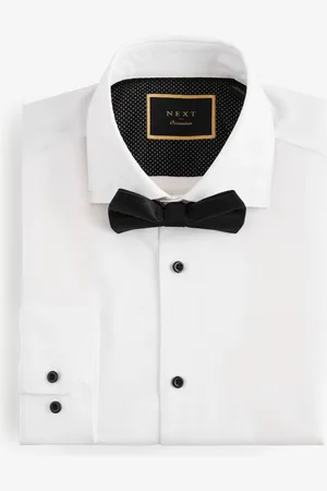 Next Slim Fit Double Cuff 100% Cotton Shirt And Bow Tie Pack43 cm R (UK 17 R)