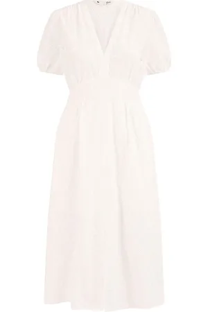 Yumi Broderie Anglaise 100% Cotton Midi Dress With Split Hemline38