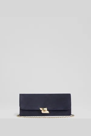 LK Bennett The Daisy Long Clasp Clutch In A Striking Hue Is Crafted From Luxurious Suede And Showcases New Brandingeen