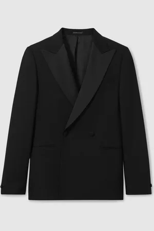 Reiss Thom Double-Breasted Tuxedo Jacket in Black Hopsack44