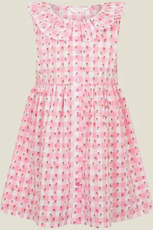 Accessorize Girls Sleeveless Gingham Strawberry 100% Cotton Dress9