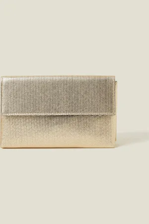 Accessorize Metallic Fold-Over Clutch Bageen