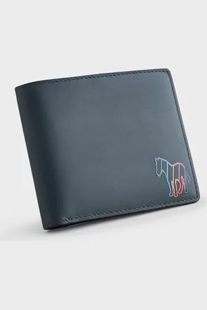 Paul Smith Navy Zebra Print Logo Leather Bifold WalletEén