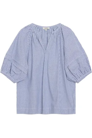 Albaray Blue Ticking Stripe Notch Neck Top42