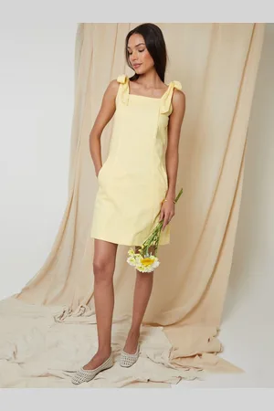 Threadbare Tie Strap Linen Blend Mini Shift Dress44