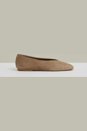 Reiss Amelia Suede High Vamp Ballet Flatseu355