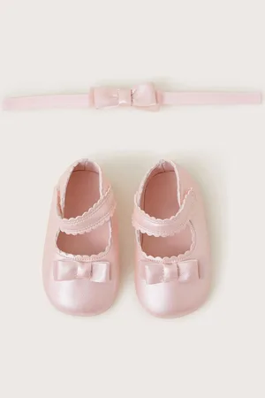 Monsoon Baby Shimmer Booties and Bow Headband Set