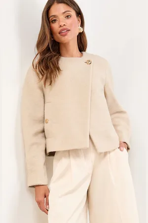 Cream Brushed Textured Short Swing Back Jacket