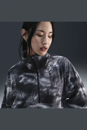 Nike One Therma-FIT oversized fleecetop met print en halflange rits voor dames