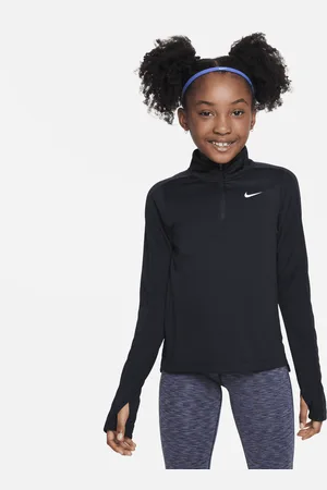Nike Dri-FIT meisjestop met lange mouwen en korte rits