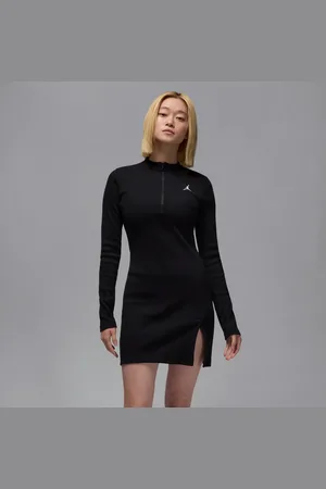 Jordan Knit jurk met halflange rits en lange mouwen