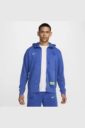 Nike FC Barcelona Club Derde voetbalhoodie met rits over de hele lengte van sweatstof voor heren