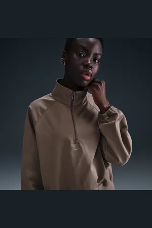 Nike Sportswear Collection oversized top van keperstof met korte rits voor dames