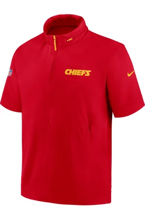 Nike Kansas City Chiefs Sideline Coach NFL-herenjack met korte mouwen, capuchon en halflange rits