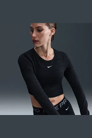 Nike Pro Dri-FIT korte damestop van jacquard met lange mouwen