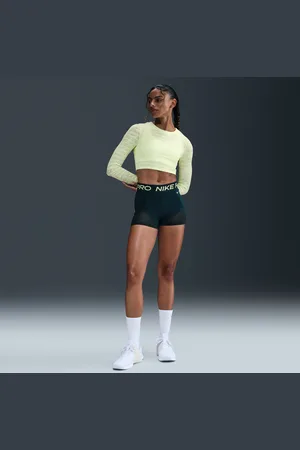 Nike Pro bikershorts met halfhoge taille en mesh vlakken voor dames (8 cm)