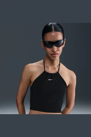 Nike Sportswear Chill Terry aansluitende cropped haltertop van sweatstof voor dames