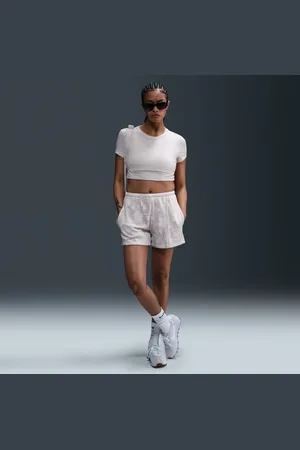 Nike Sportswear Chill Terry shorts van sweatstof met print en halfhoge taille voor dames