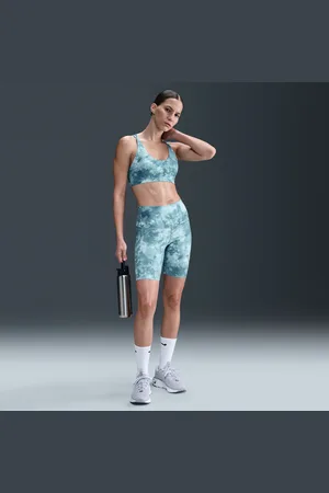 Nike Zenvy bikershorts met print en iets ondersteunende hoge taille voor dames (21 cm)