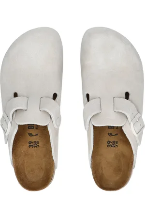 Birkenstock Boston Women Antic White Suede Narrow