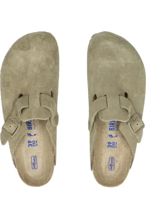Birkenstock Boston Women Faded Khaki Suede Narrow