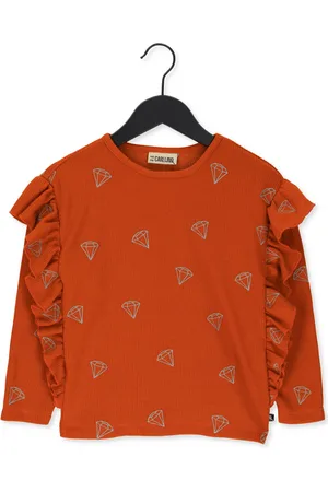 CarlijnQ Meisjes Tops & T-shirts Diamond - Shirt With Ruffles Longsleeve - - Maat 146/152