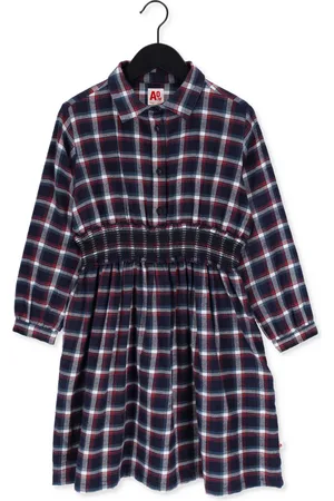 AO76 Meisjes Jurken Nova Blue Check Dress - - Maat 116