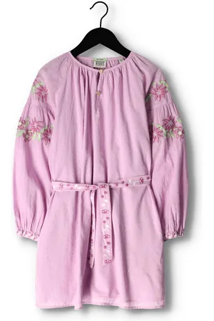 Scotch&Soda Meisjes Jurken Long-sleeved Lightweight Flower Embroidery Dress - - Maat 152