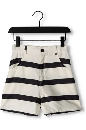 CarlijnQ Meisjes Broeken Stripes Black - Loose Fit Shorts - - Maat 122/128