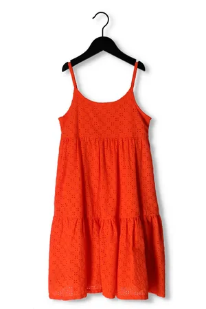 CarlijnQ Meisjes Jurken Broderie - Halter Dress - - Maat 110/116
