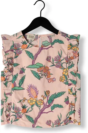 Scotch&Soda Meisjes Blouses All Over Printed Sleeveless Ruffle Detail Top - - Maat 128