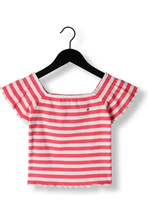 Tommy Hilfiger Meisjes Tops & T-shirts Off Shoulder Stripe Top S/s - - Maat 140
