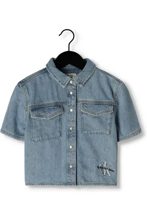 Calvin Klein Meisjes Blouses Utility Blue Ss Denim Shirt - - Maat 128