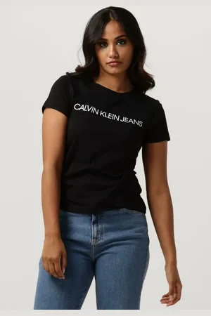 Calvin Klein Dames Tops & T-shirts Core Instit Logo Slim Fit Tee - - Maat XL