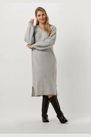 Minus Dames Jurken Lilianne V-neck Midi Knit Dress - - Maat XS