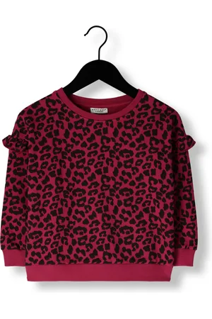 Daily Brat Meisjes Truien & Vesten Leopard Ruffle Sweater Orela Purple - - Maat 128/140