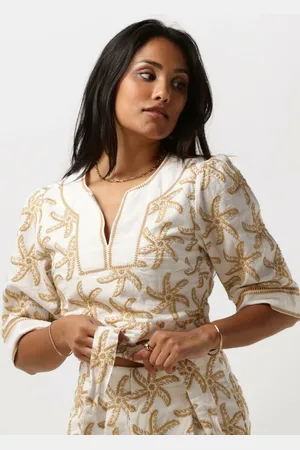 Scotch&Soda Dames Tops & T-shirts Embroidered Linen Crop Top - - Maat 34