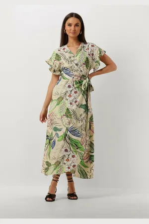Jansen Amsterdam Dames Jurken Wb566 Printed Wrap Long Dress - - Maat XS
