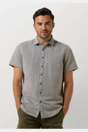PME Legend™ Heren Overhemden Short Sleeve Shirt Ctn Linen 2tonen Owen - - Maat XL