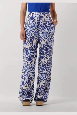 Jansen Amsterdam Dames Broeken Wbf429 Woven Printed Wide Long Pants - - Maat S