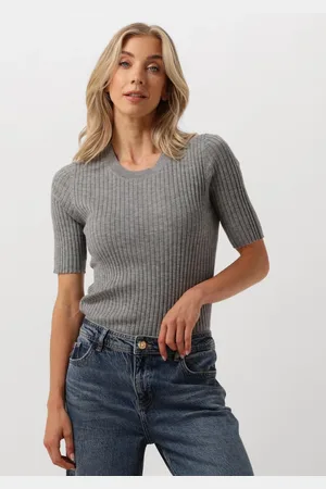 Mos Mosh Dames Tops & T-shirts Relena Rib Ss Crew Neck Knit - - Maat XL