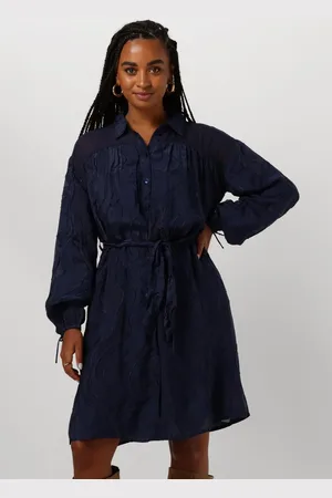 POM Amsterdam Dames Jurken Jacquard Midnight Blue - - Maat 34