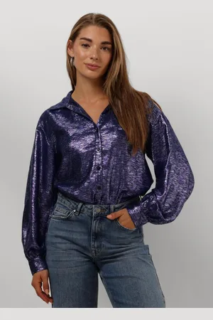 POM Amsterdam Dames Blouses Violet Festive Blue - - Maat 36