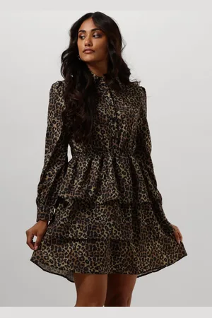 Colourful rebel Dames Jurken Sacha Leopard Shirt Dress Ls - - Maat XL