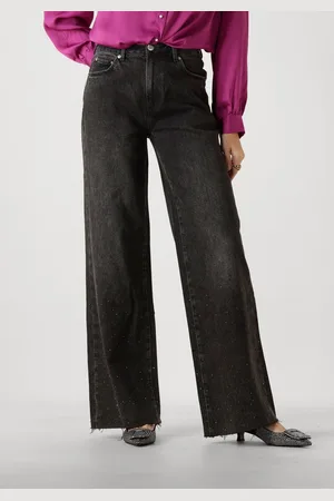 Catwalk Junkie Dames Jeans Loose Fit Jeans With Metallic Strass - - Maat 28