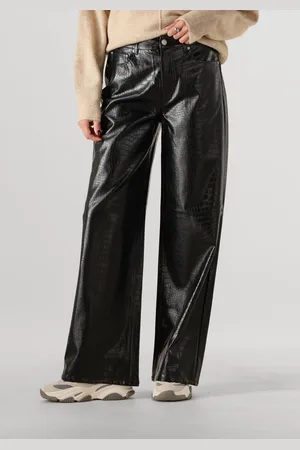 Catwalk Junkie Dames Broeken Loose Fit Textured Vegan Leather Trousers - - Maat 36
