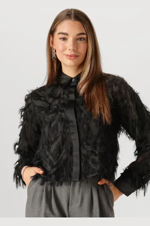 SELECTED Dames Blouses Slfmyline Ls Fluffy Cropped Shirt - - Maat 34